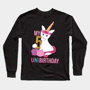 My 5th UNIBIRTHDAY - Unicorn Birthday party Long Sleeve T-Shirt